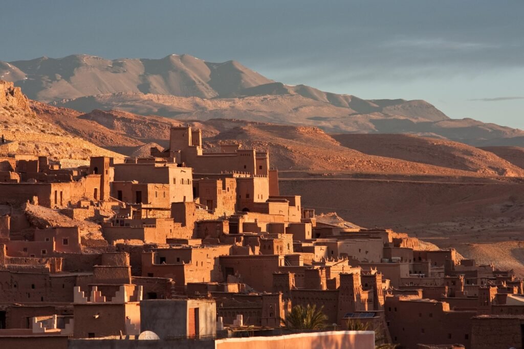 Embark on a full-day journey from Marrakech to discover Ait Ben Haddou, Morocco’s most iconic UNESCO-listed Kasbah and one of the country’s most impressive historic sites. Travel through the breathtaking landscapes of the High Atlas Mountains via the winding Tizi n'Tichka pass, offering panoramic views of valleys and Berber villages.