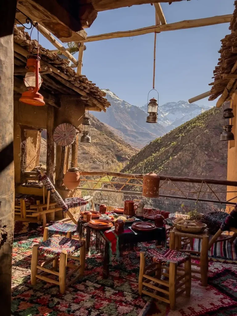 Collage of Moroccan landscapes including desert dunes, mountains, and coastal towns